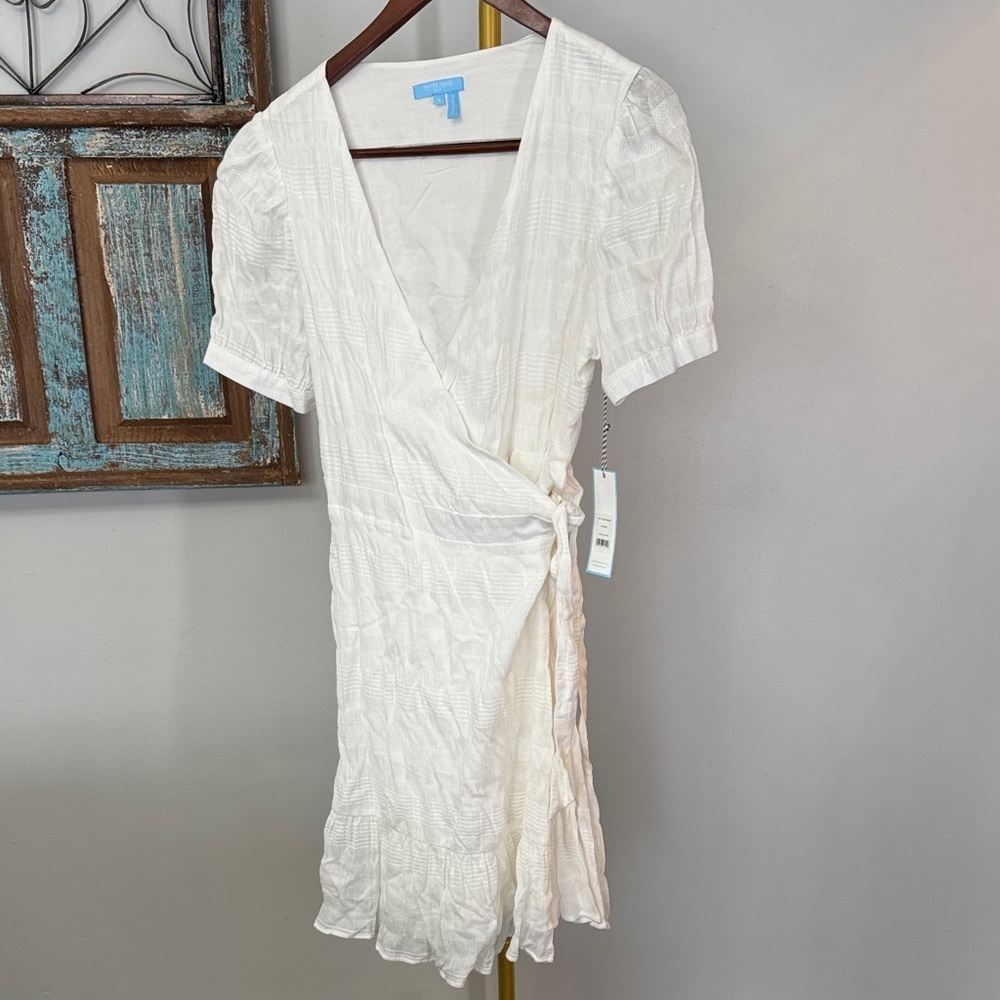 Draper James white Wrap bohemian peasant Dress NWT L